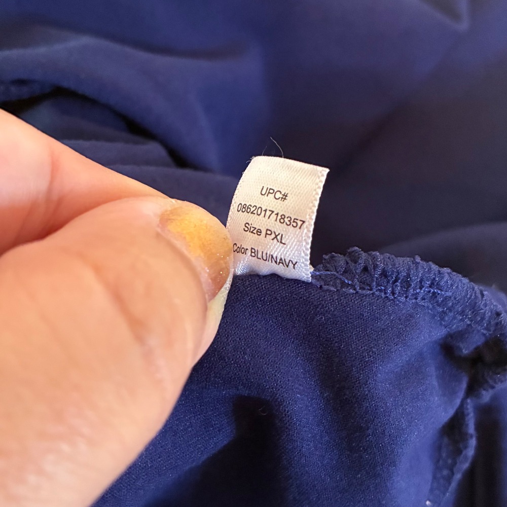Cuddl Duds Flexwear Blue Sharkbite Hem Dress Midi PXL Petite Pockets Cozy Lounge - Picture 10 of 12
